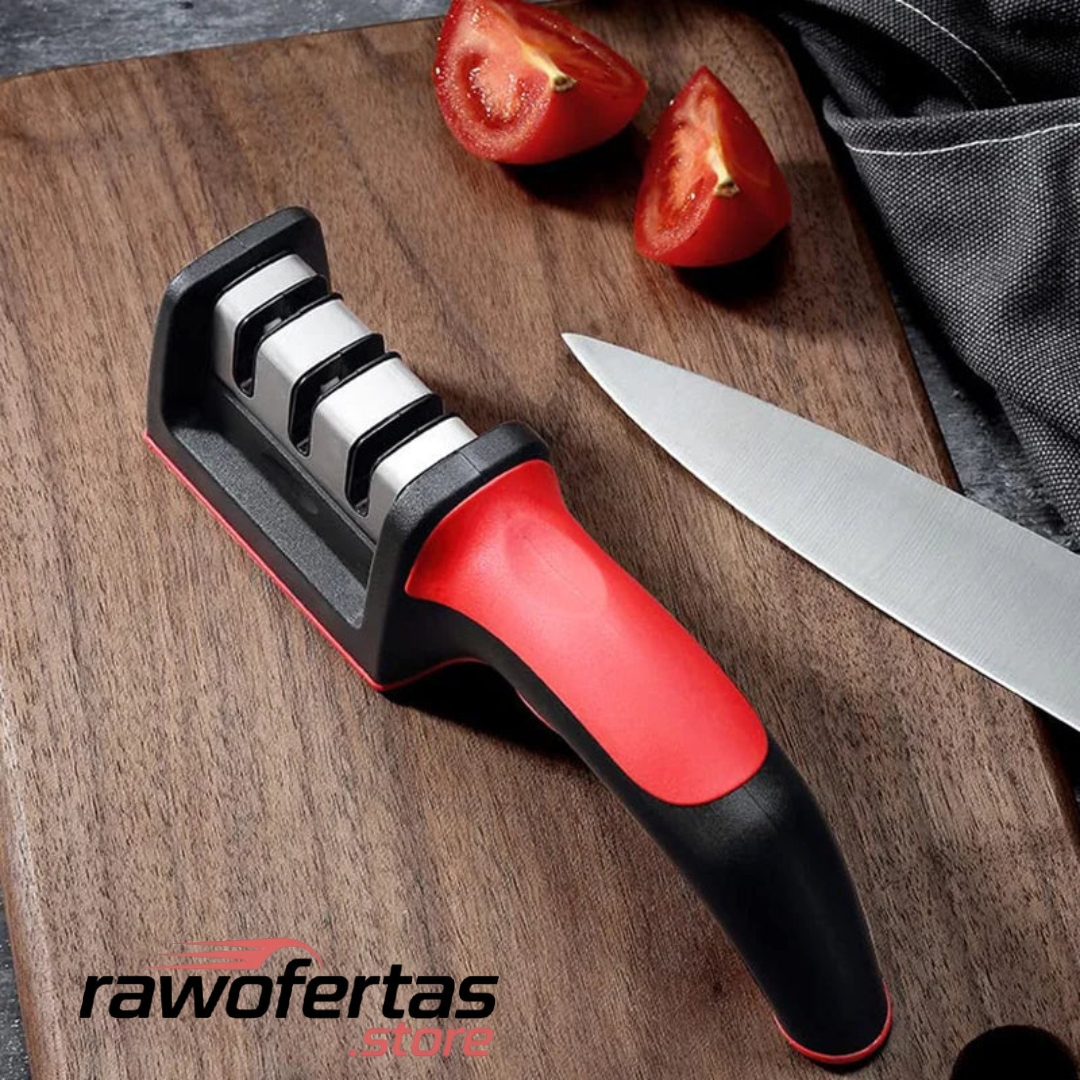 AFILADOR DE CUCHILLO DE COCINA 4 EN 1 DE ACERO INOXIDABLE