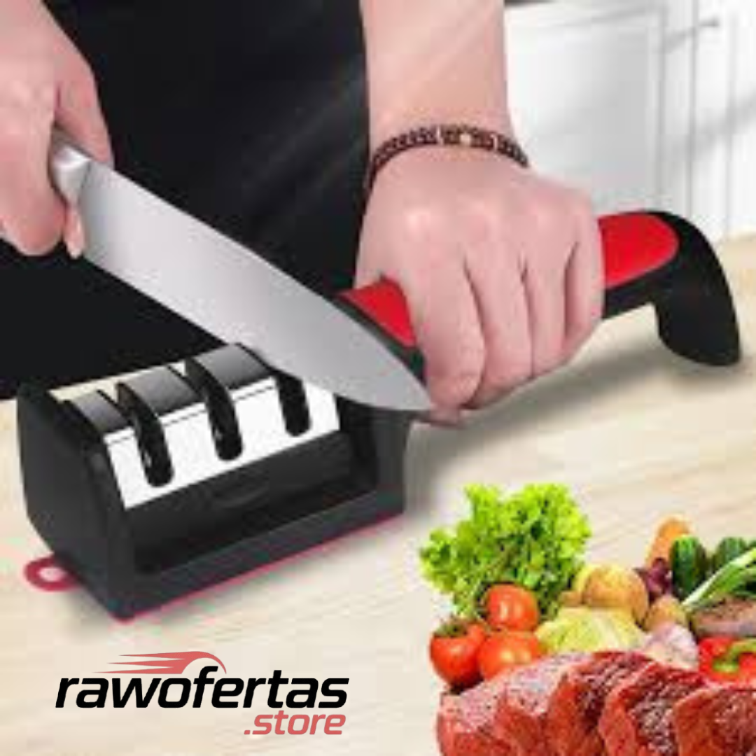 AFILADOR DE CUCHILLO DE COCINA 4 EN 1 DE ACERO INOXIDABLE