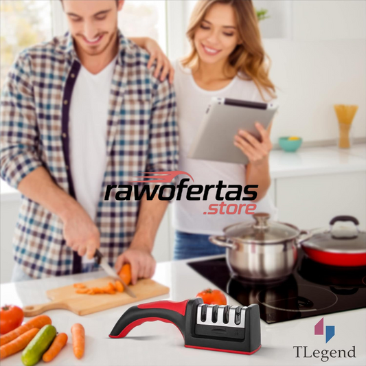 AFILADOR DE CUCHILLO DE COCINA 4 EN 1  DE ACERO INOXIDABLE